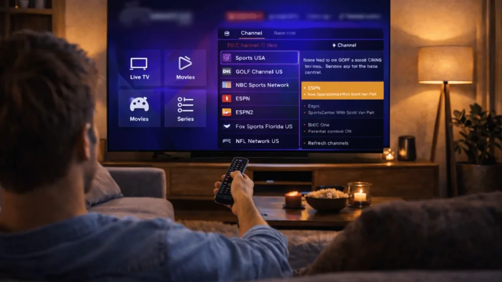 User installing IPTV app on smart TV to start IPTV UK free trial